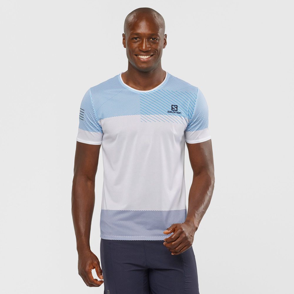 Salomon SENSE - Mens Short Sleeve T-Shirt - White - NZ (60913-JDIT)